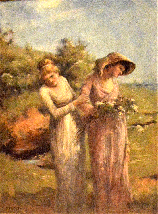 2 Frauen in langem Kleid auf Wiese