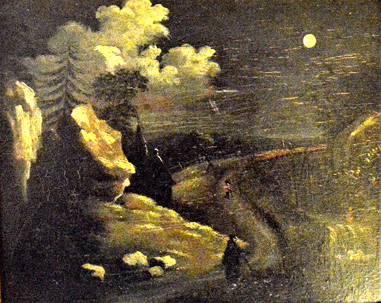 A ghostly figure on the road at night