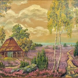 Idyllic heath, moor, and forest landscape